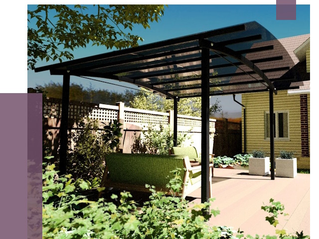 Навесы для террасы в Мирном от 12889 руб. под ключ | ПРОЛЁТ-Мир