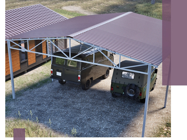 Двускатные навесы под ключ в Мирном — изготовление и монтаж