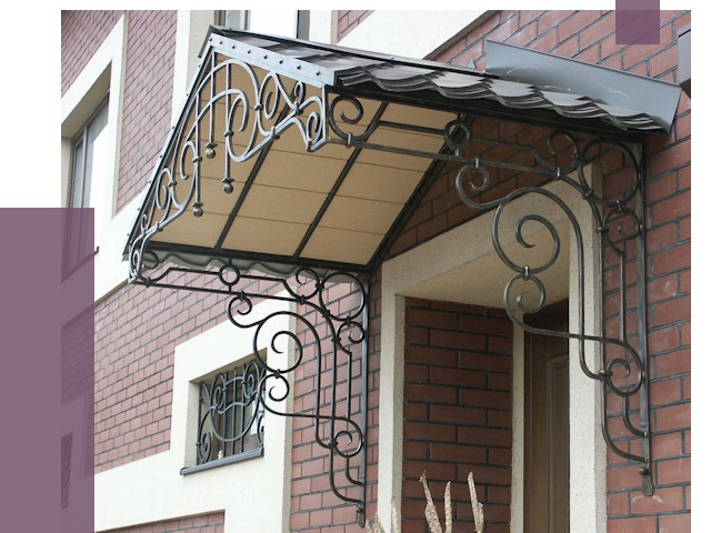 Двускатные козырьки в Мирном под ключ от 12636 руб.